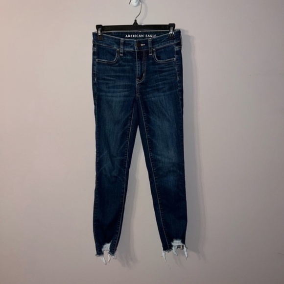 Navy blue American Eagle hi-rise jegging crop next level stretch 0 - Picture 1 of 8